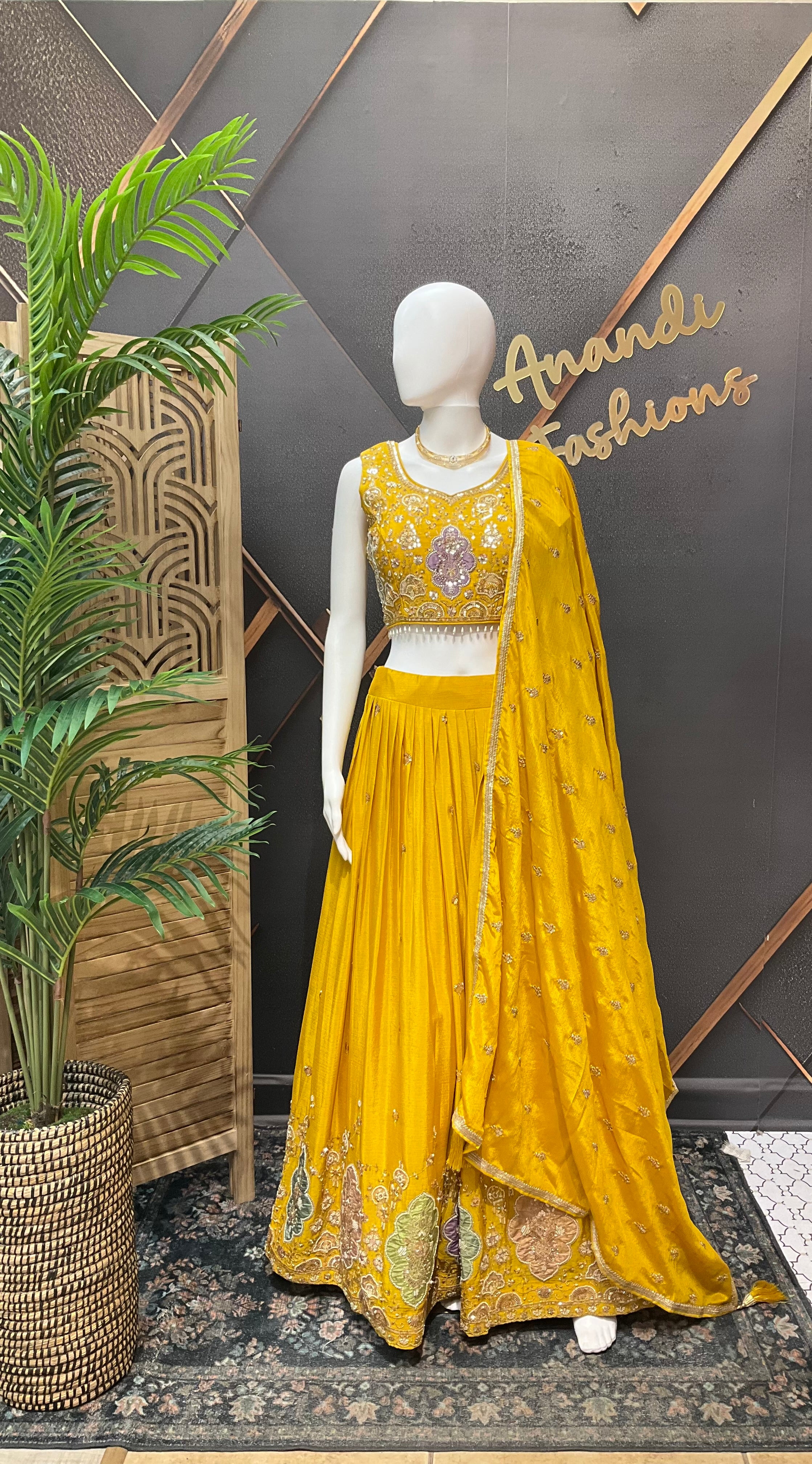 Designer Yellow Party Wear Lehenga set