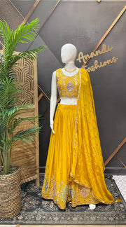 Designer Yellow Party Wear Lehenga set