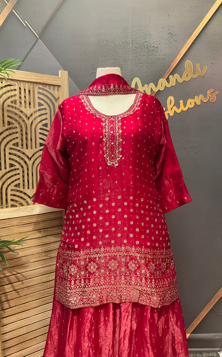 Plus Size Pink Lehenga with Long Blouse