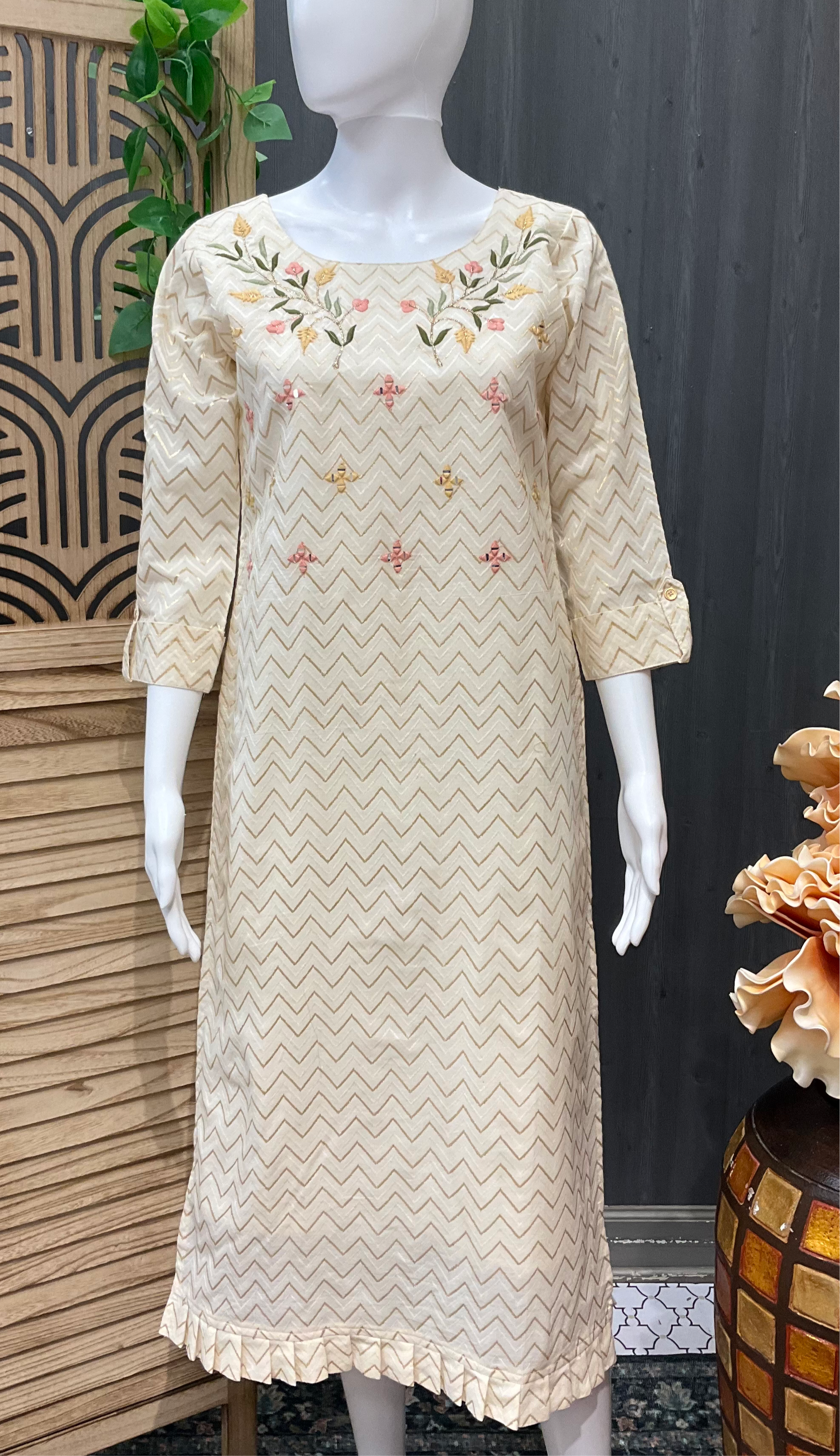 Half White Kurti with Embroidery work