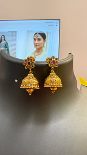 Antique Finish Jhumka Earrings