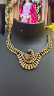 Peacock Design Kundan Victorian Necklace set