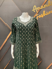 Green Georgette Anarkali Model Party Wear Kurti set