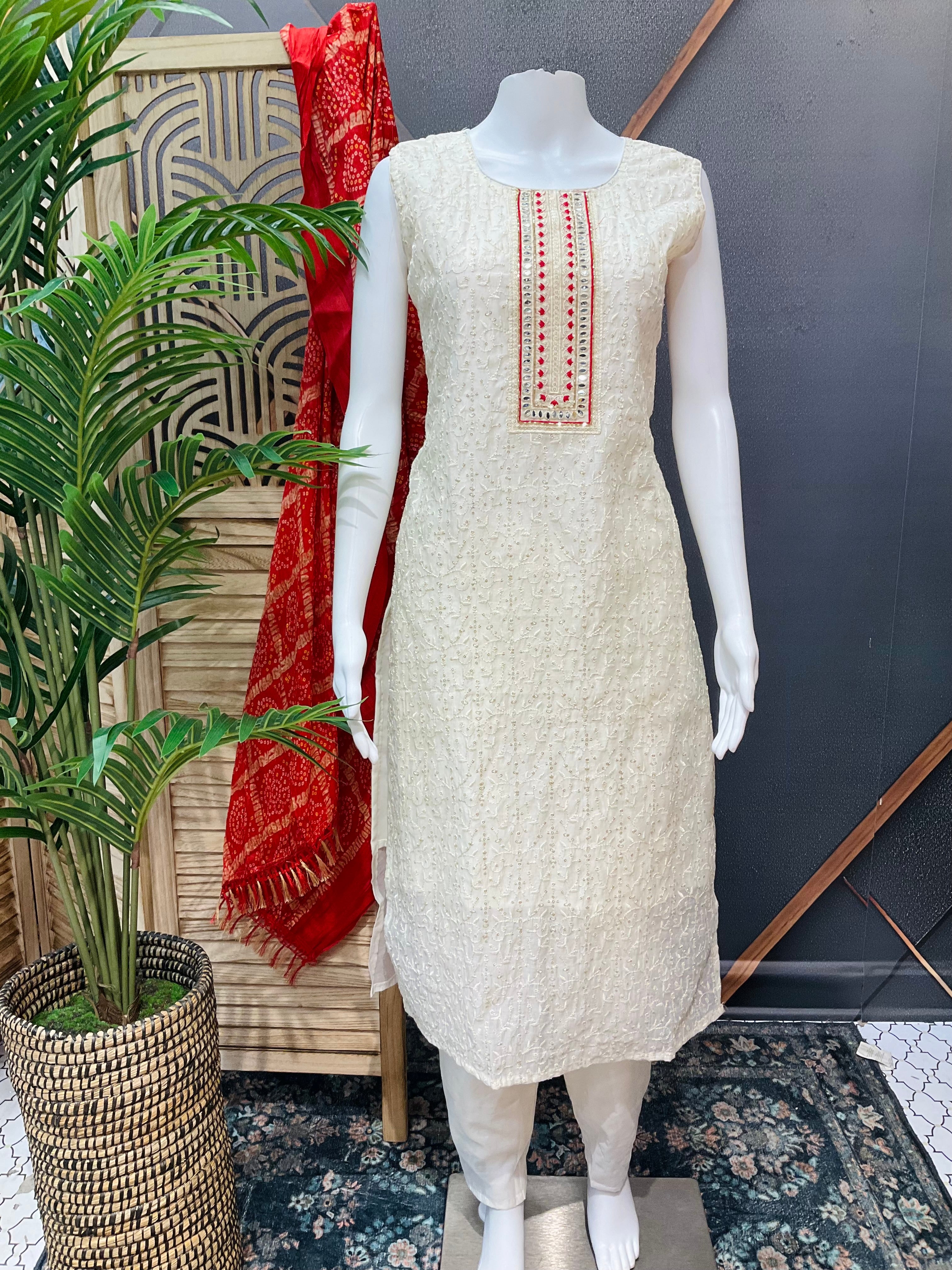 Party Wear Chudidhar/Kurti Set with  Bandhani Dupatta