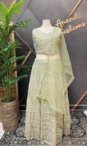 Plus Size Mint Green Party Wear Lehenga set