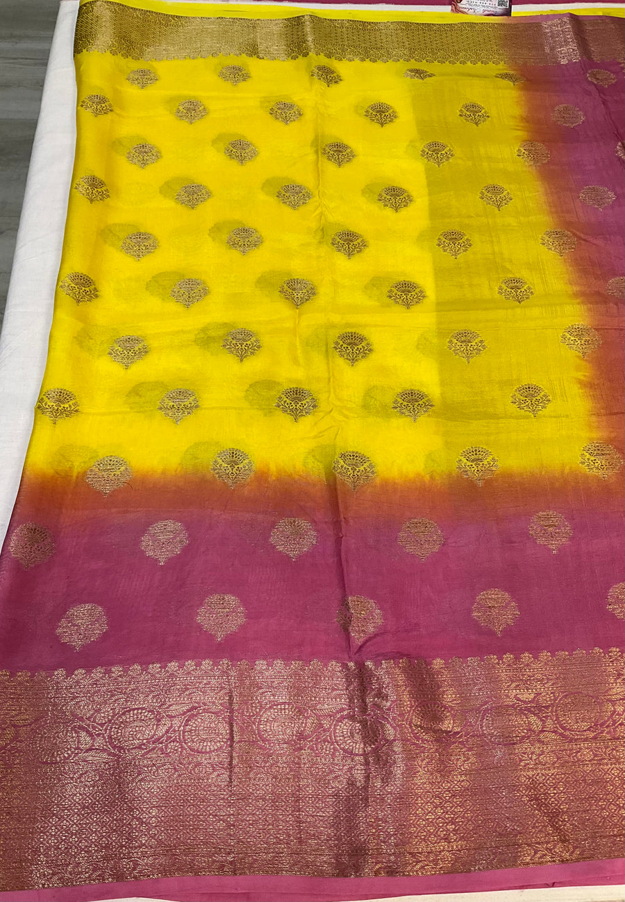 Dual color Butter crape saree