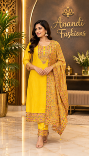 Plus Size Yellow Party Wear kurti set