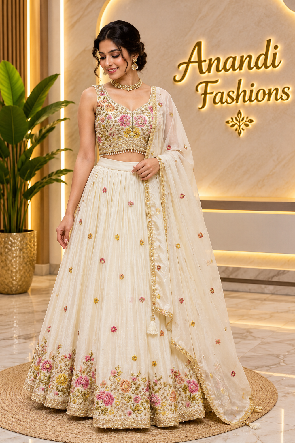 Women’s Half White Party Wear Lehenga Set