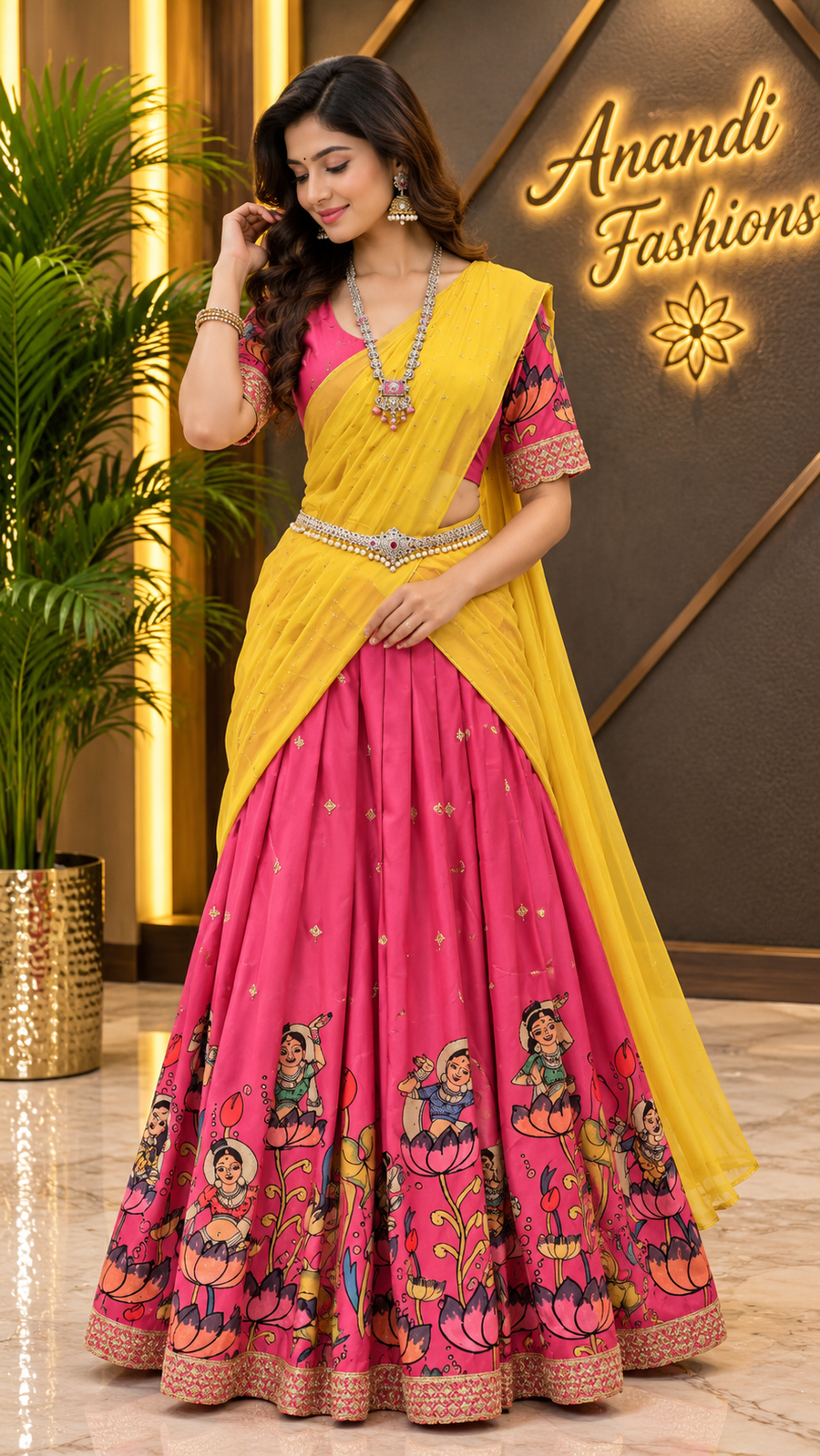 Women’s Kalamkari Half Saree/Lehenga  Set