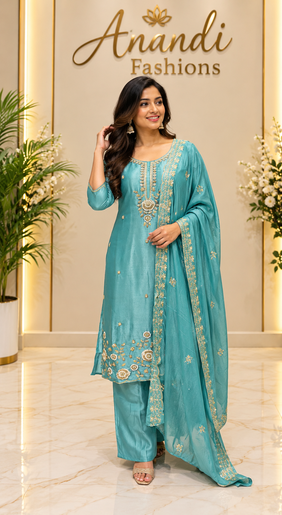 Blue Party Wear Kurti set
