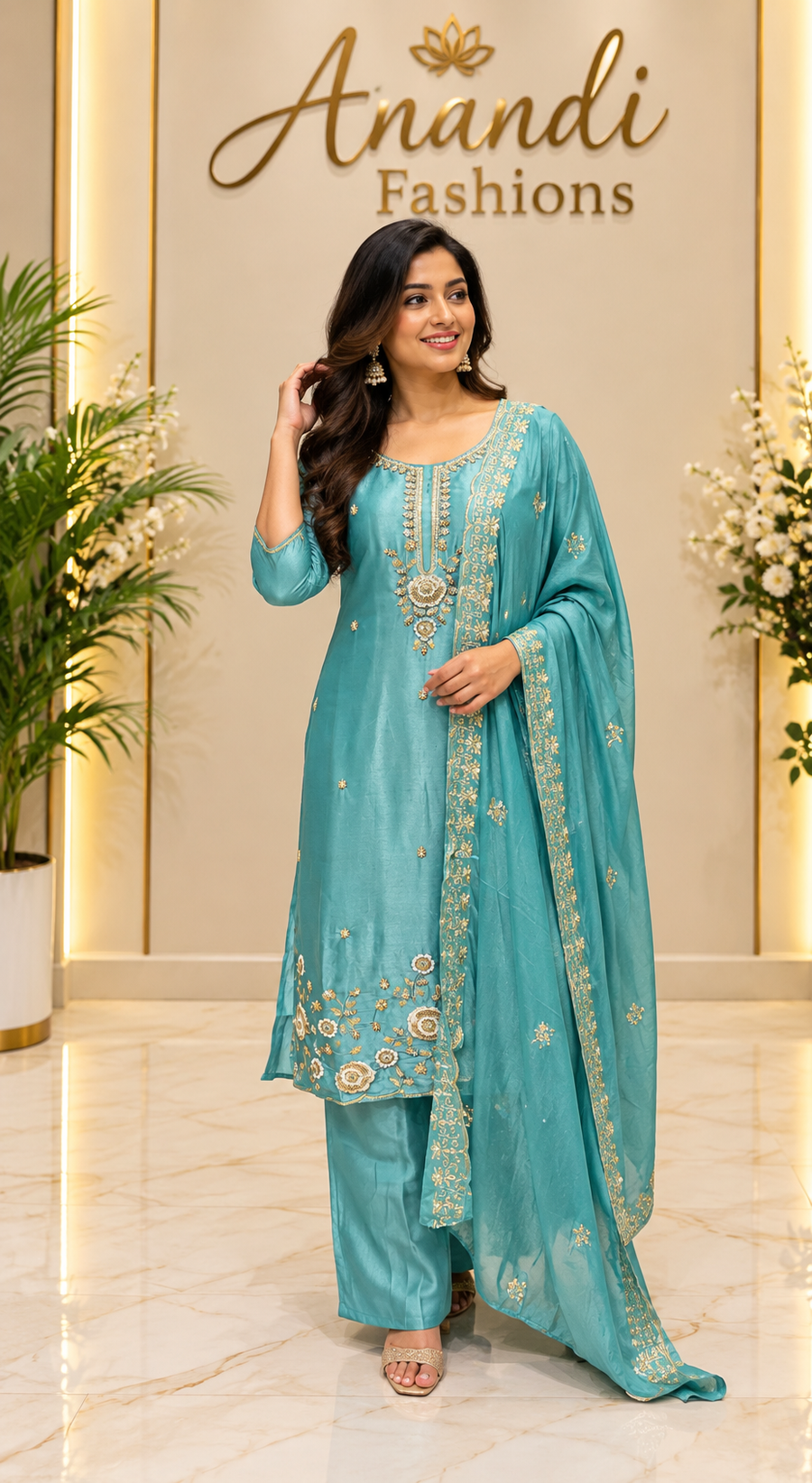 Blue Party Wear Kurti set