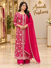 Women’s Pink Georgette Heavy Embroidered Sharara Set