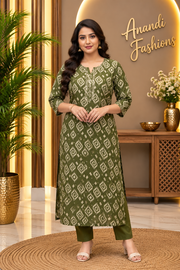 Women’s Green Cotton Kurti