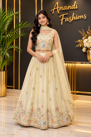 Teenage Girls’’ Gold Tissue Lehenga Set