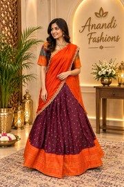 Paithani Half Saree/Lehenga set in Wine Color