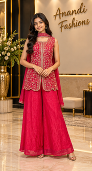 Teenage Girls’ Pink Teenage Girls Palazzo Set - Girls - Teenage Ethnic Wear - Anandi Fashions