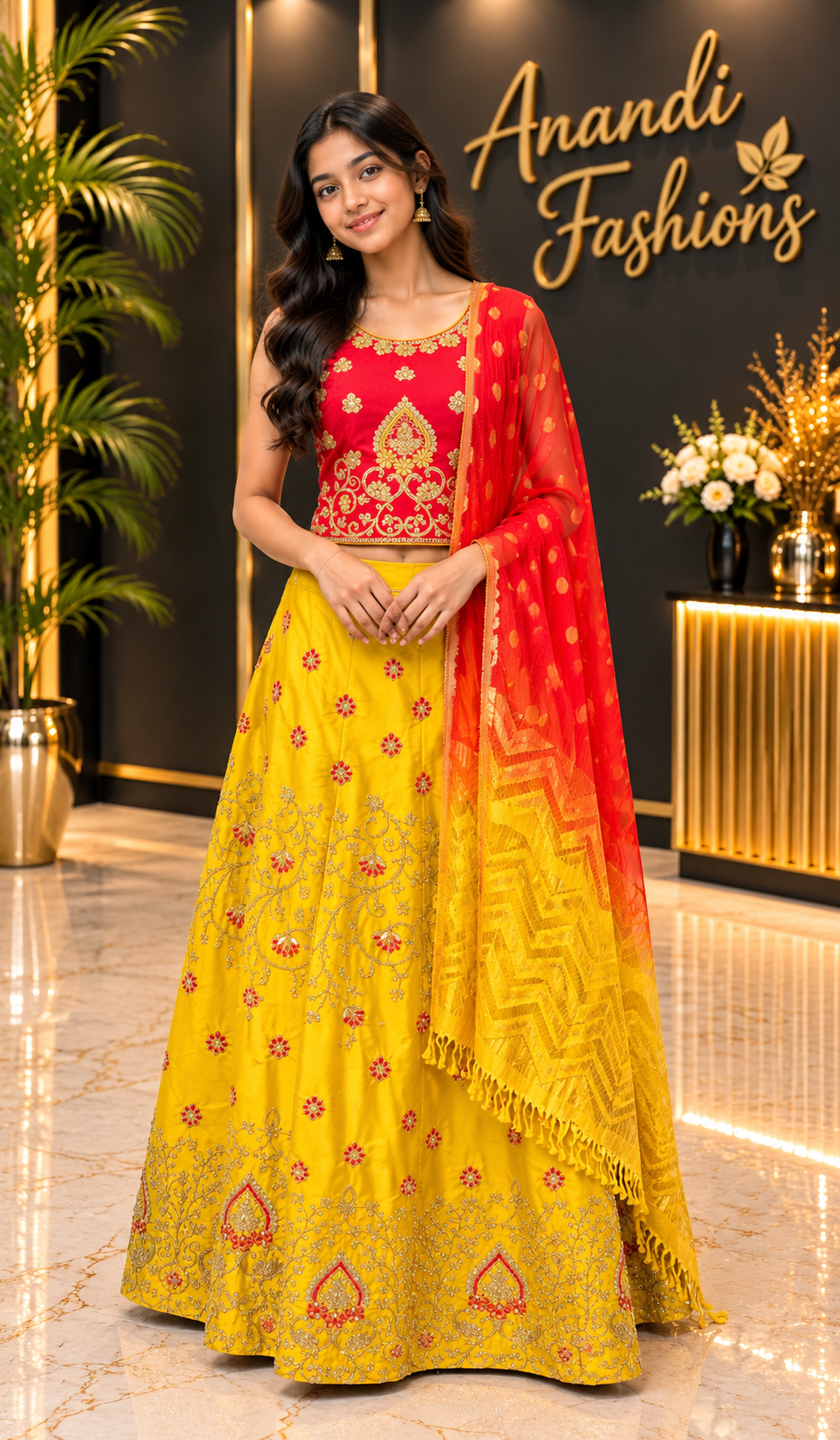 Teenage Girls’’ Yellow Lehenga Set