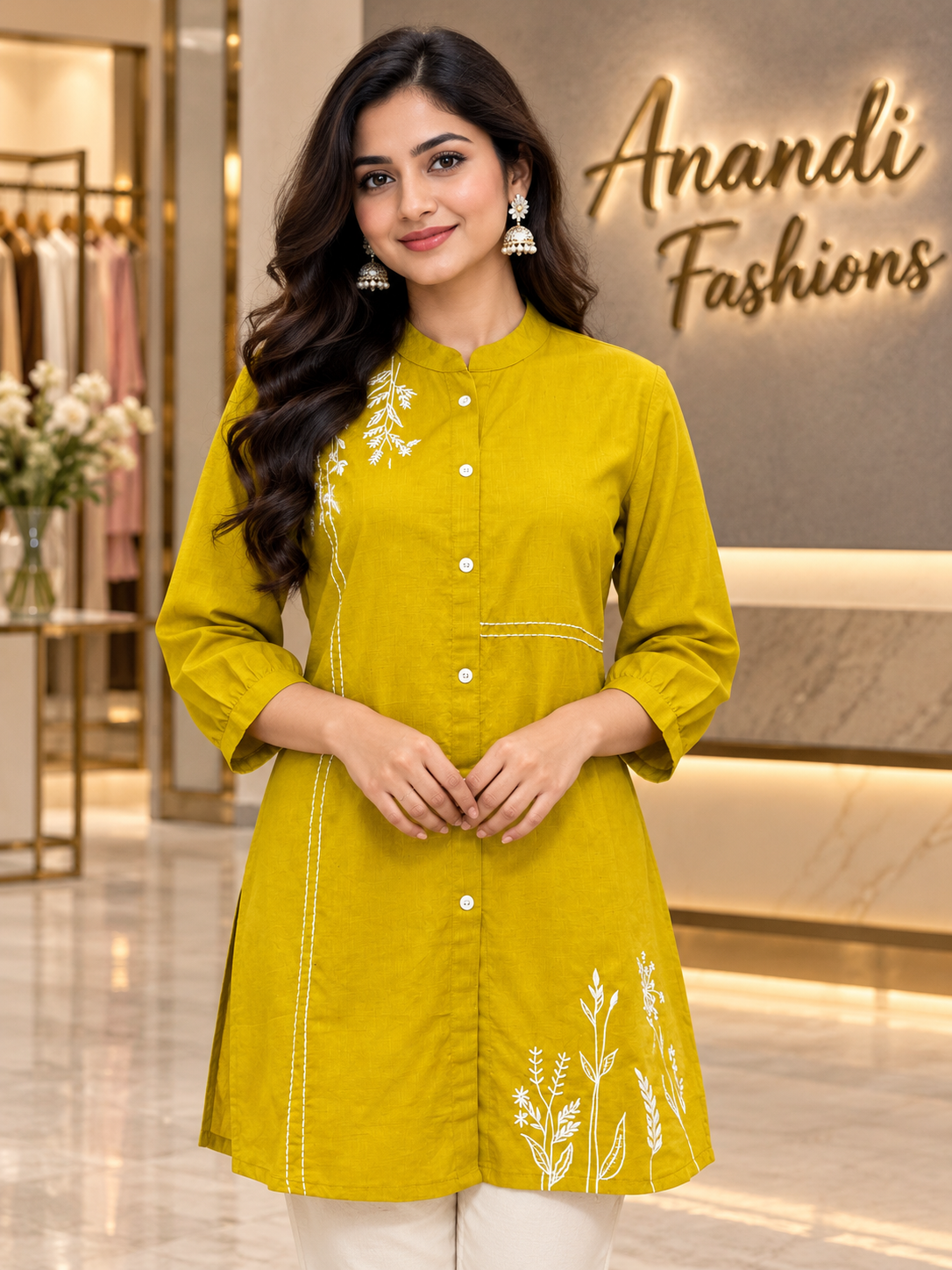Women's Yellow Short Kurti