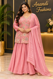 Pink Plus size Party Wear lehenga Set