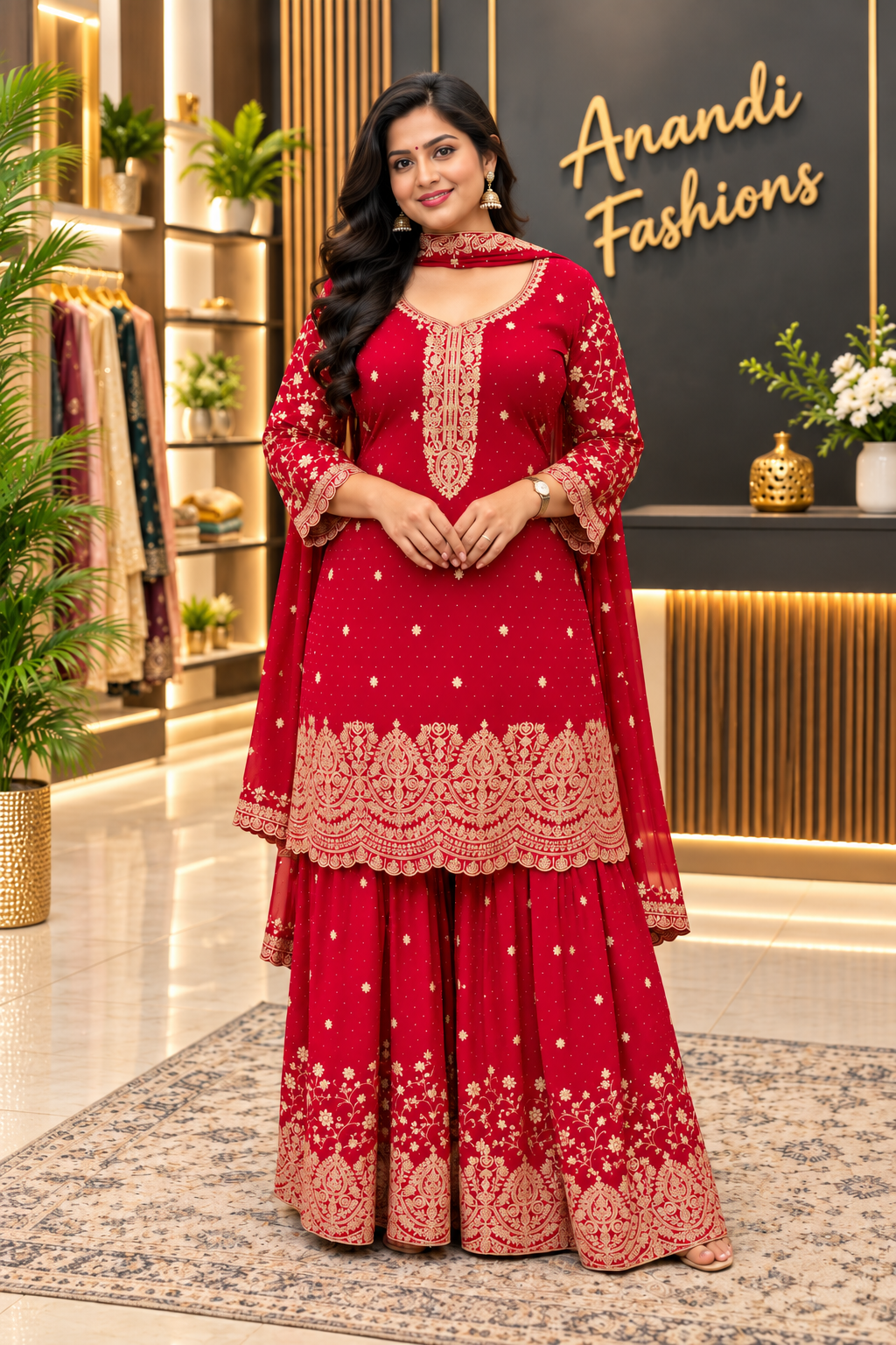 Women’s Pink Party Wear Sharara Set – Plus Size