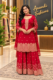Women’s Pink Party Wear Sharara Set – Plus Size