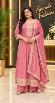 Women’s Pink Anarkali Kurti Set – Plus Size