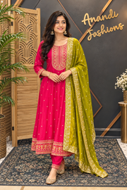 Pink Party Wear Anarakali Kurti set