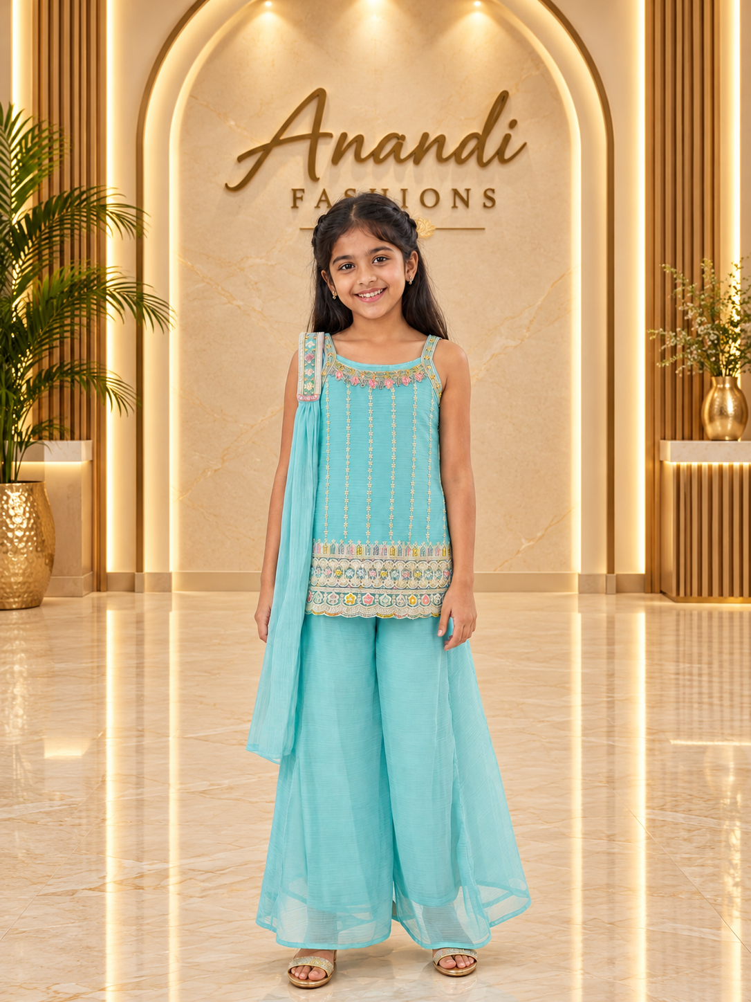Toddler Girls’ Blue Palazzo / Sharara Set