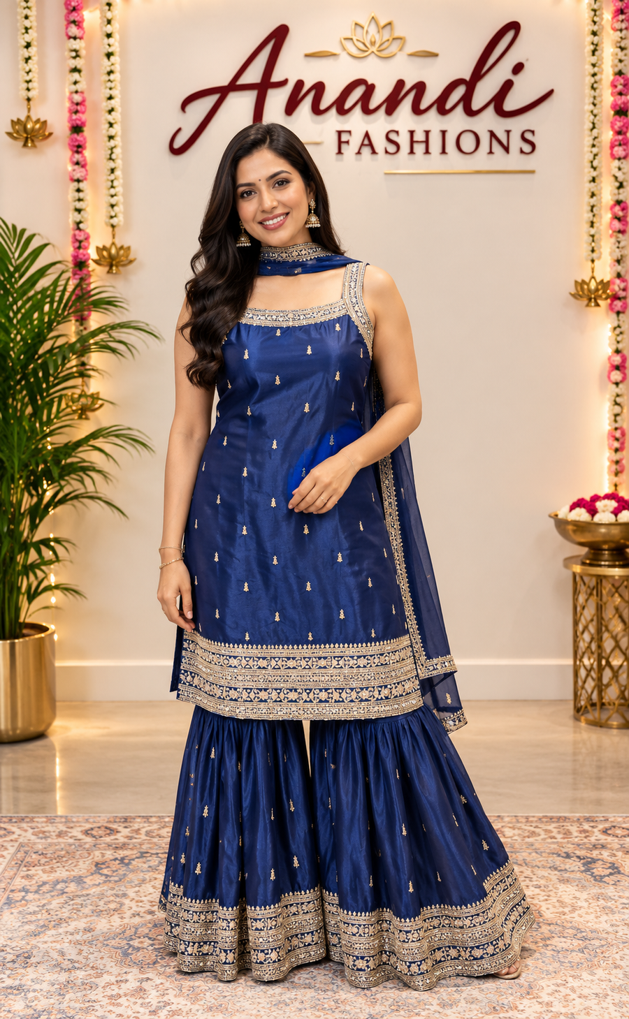 Blue Sleeveless Palazzo set