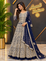 Women’s Ink Blue Heavy Lehenga Set Wedding
