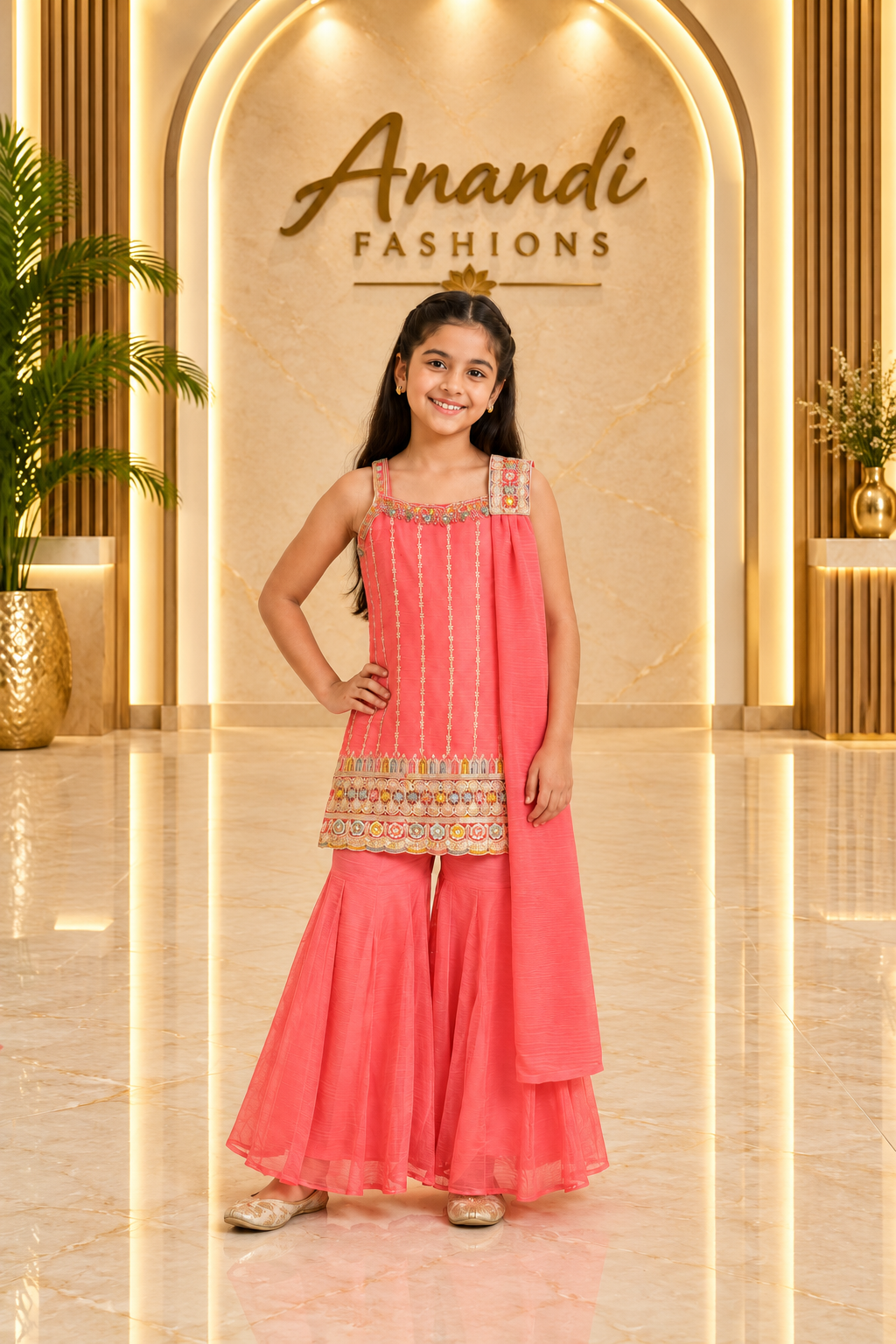 Girls’ Neon Pink Toddler Sharara Set