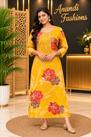 Women’s Yellow Floral Kurti