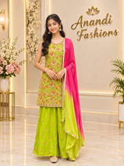 Parrot green teenage Girls palazzo set
