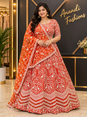 Women’s Rust Orange Lehenga Set – Plus Size