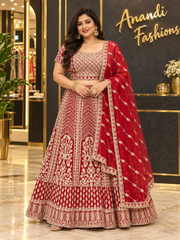 Women’s Red Heavy Work Lehenga Set – Plus Size