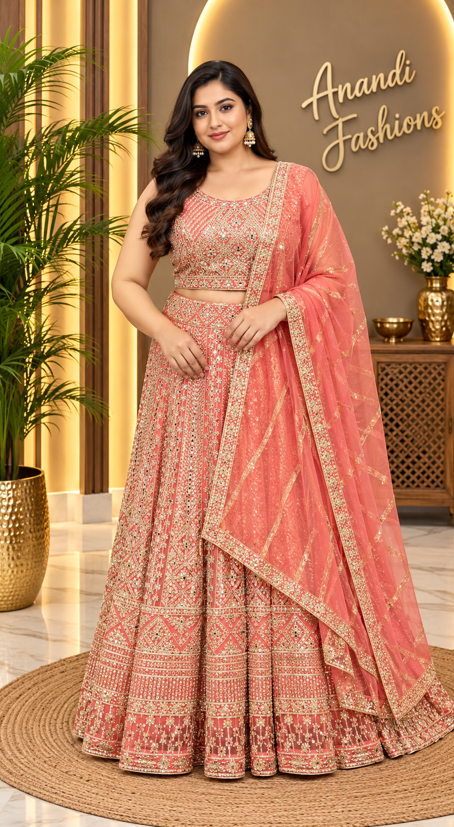 Women’s Pastel Orange Lehenga Set – Plus Size