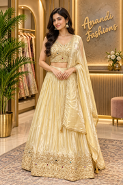 Pastel Shade Tissue Designer Lehenga set