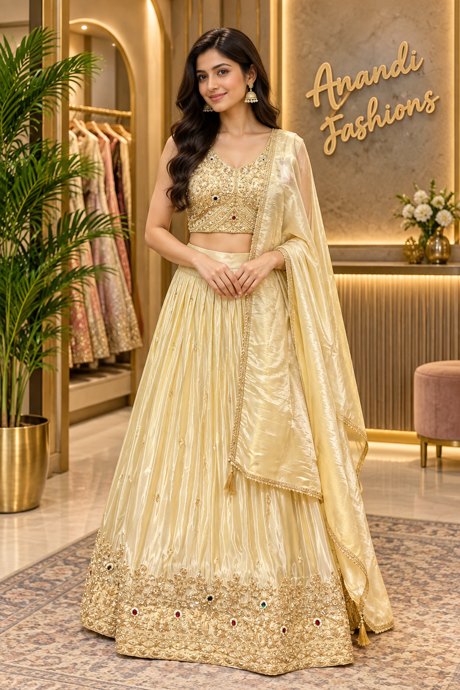 Pastel Shade Tissue Designer Lehenga set