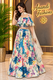 Women’s Floral Print Chinon Lehenga Set
