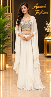 Women's White Ready-to-Wear Saree