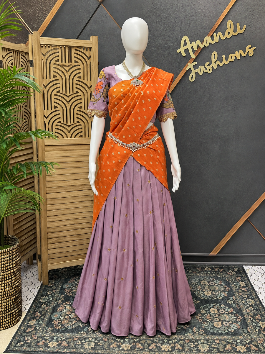 Women’s Kalamkari Half Saree/Lehenga  Set