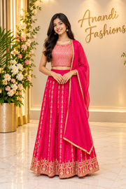 Pink teenage Girls Lehenga set with Embroidery work