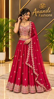 Women’s Pink Lehenga Set with Embroidery Work