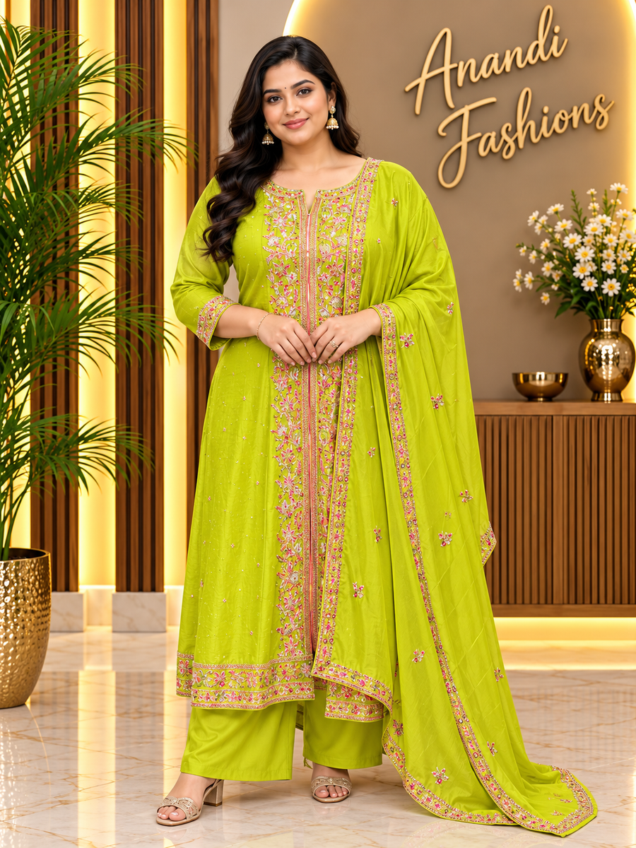 Women’s Colorful Anarkali Kurti Set – Plus Size