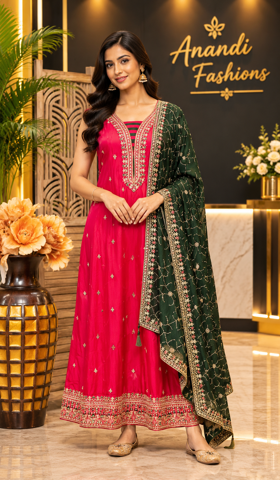 Women’s Red Long Dress – Kurti Set – Plus Size