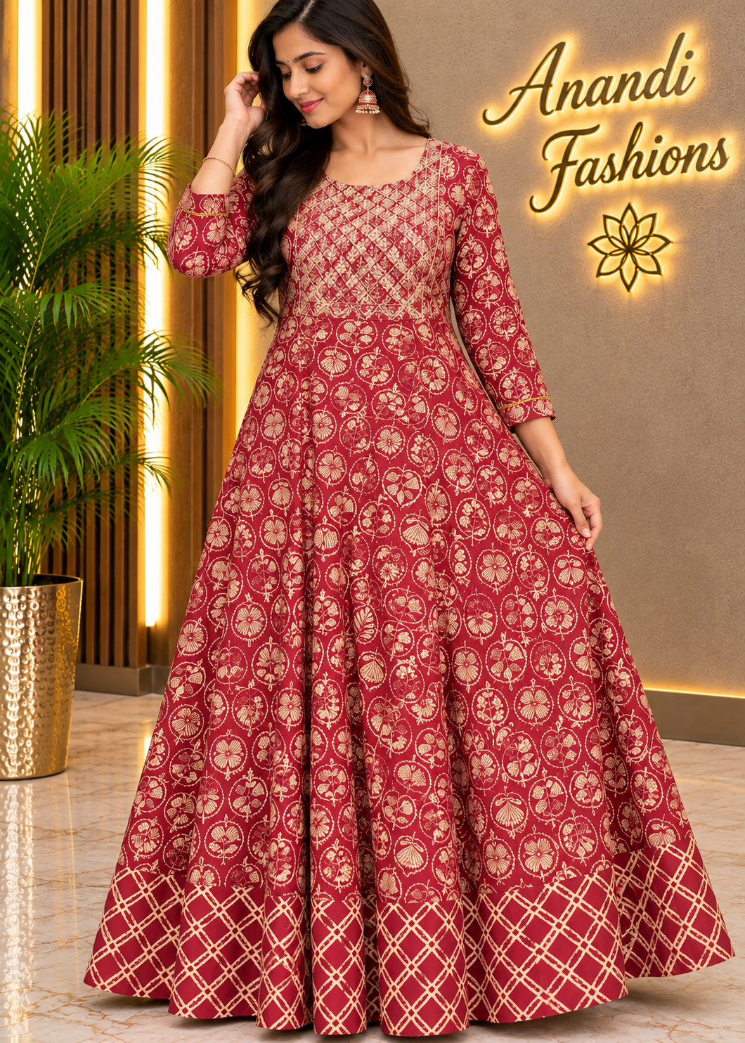 Women’s Rayon Anarkali Kurti – Plus Size