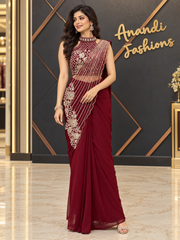 Ready to Wear Maroon Saree