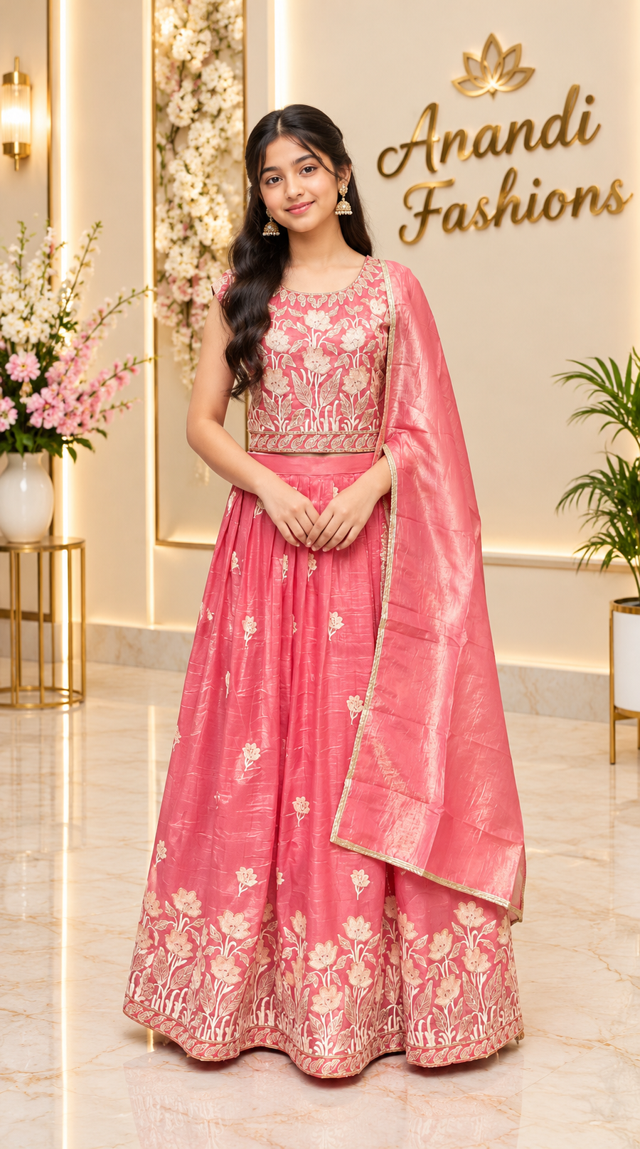 Baby Pink teenage Girls  lehanga set