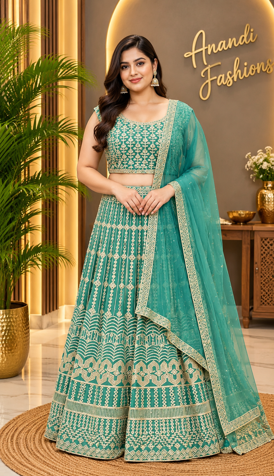 Women’s Pastel Green Lehenga Set – Plus Size