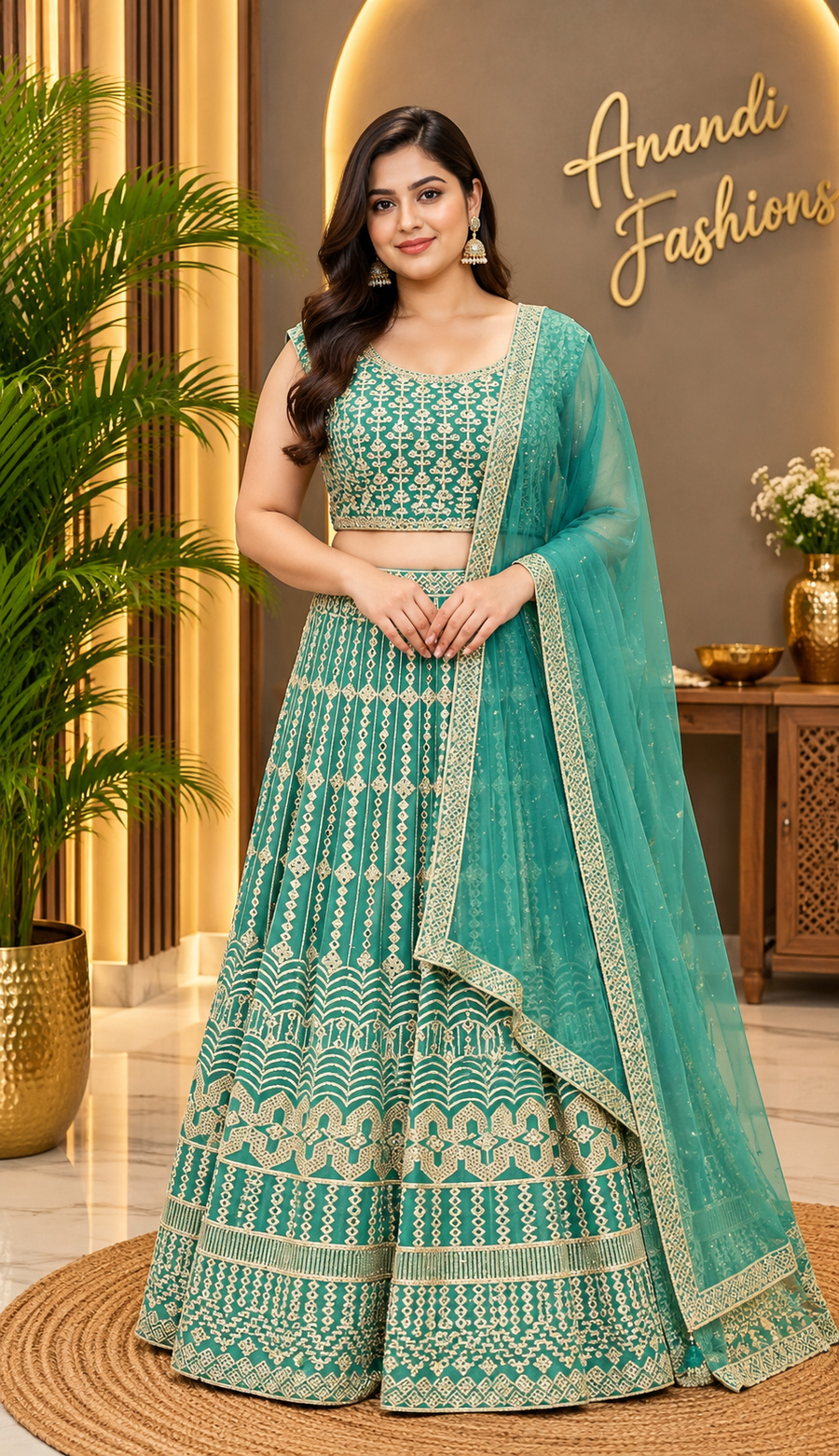 Women’s Pastel Green Lehenga Set – Plus Size